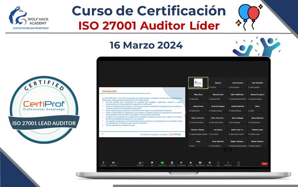 Evidencia visual de ISO 27001 Auditor Líder